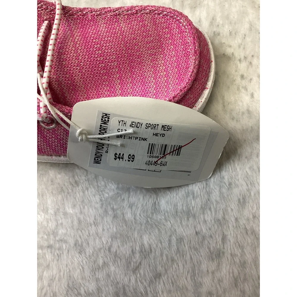 Hey Dude Wendy Youth‎ Sport Mesh Bright Pink Slip On Shoes 40449-6WX Size TD12